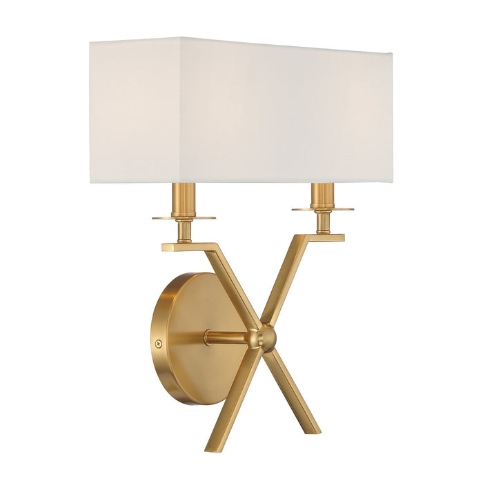 Savoy House 9-3305-2-322 Two Light Wall Sconce, Warm Brass