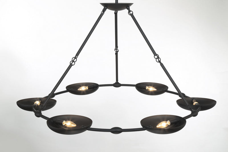 George Kovacs P1316-076 Six Light Chandelier, Textured Black