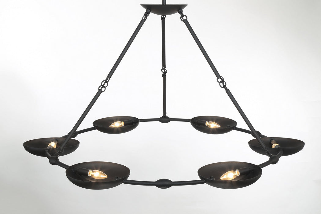 George Kovacs P1316-076 Six Light Chandelier, Textured Black