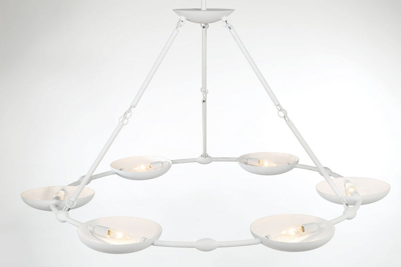 George Kovacs P1316-792 Six Light Chandelier, Piastra White