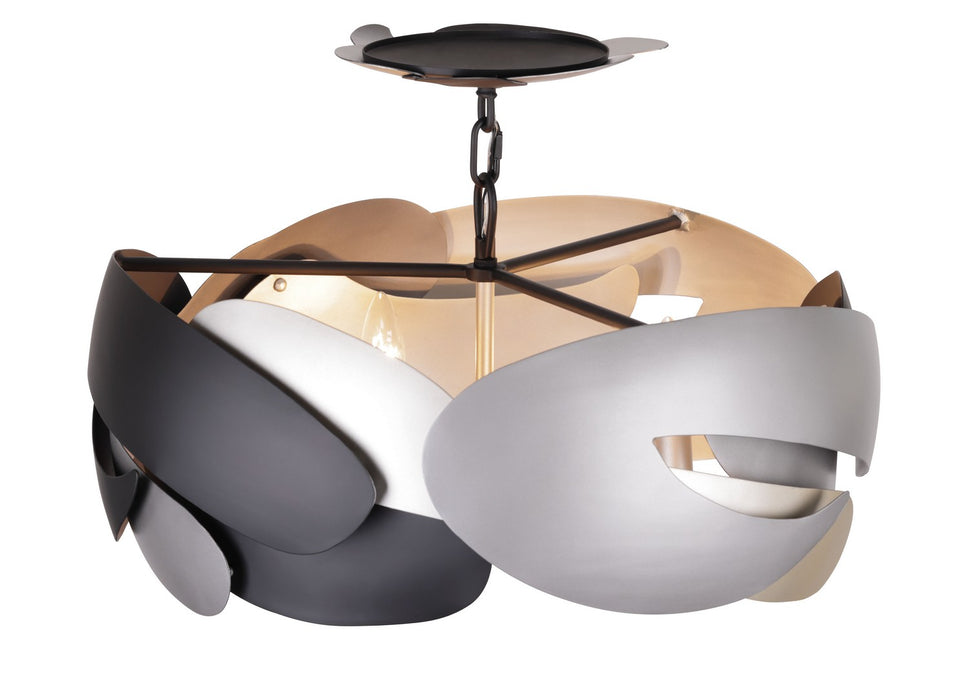 George Kovacs P1333-780 Four Light Semi Flush Mount, Coal With Atlas And Midnight S