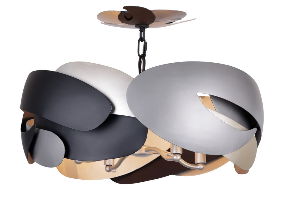 George Kovacs P1333-780 Four Light Semi Flush Mount, Coal With Atlas And Midnight S