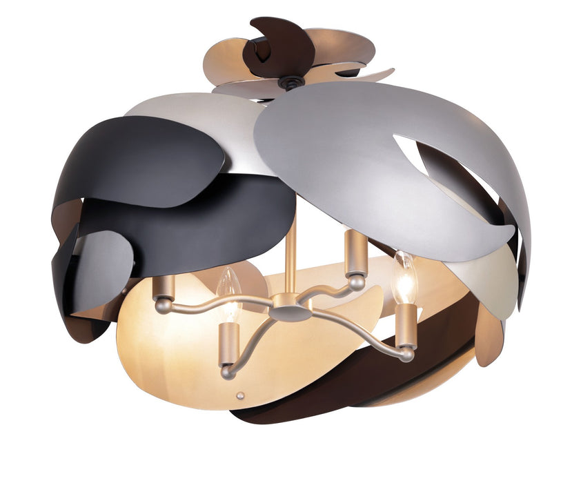 George Kovacs P1333-780 Four Light Semi Flush Mount, Coal With Atlas And Midnight S