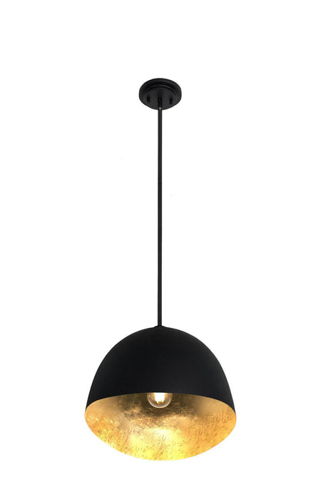 George Kovacs P1914-711 One Light Pendant, Sand Coal W/Gold Leaf