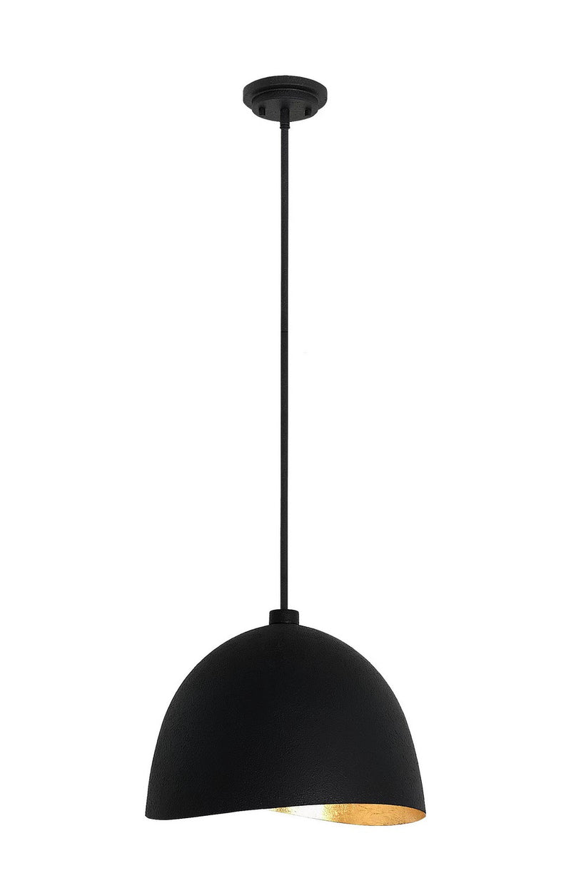 George Kovacs P1914-711 One Light Pendant, Sand Coal W/Gold Leaf