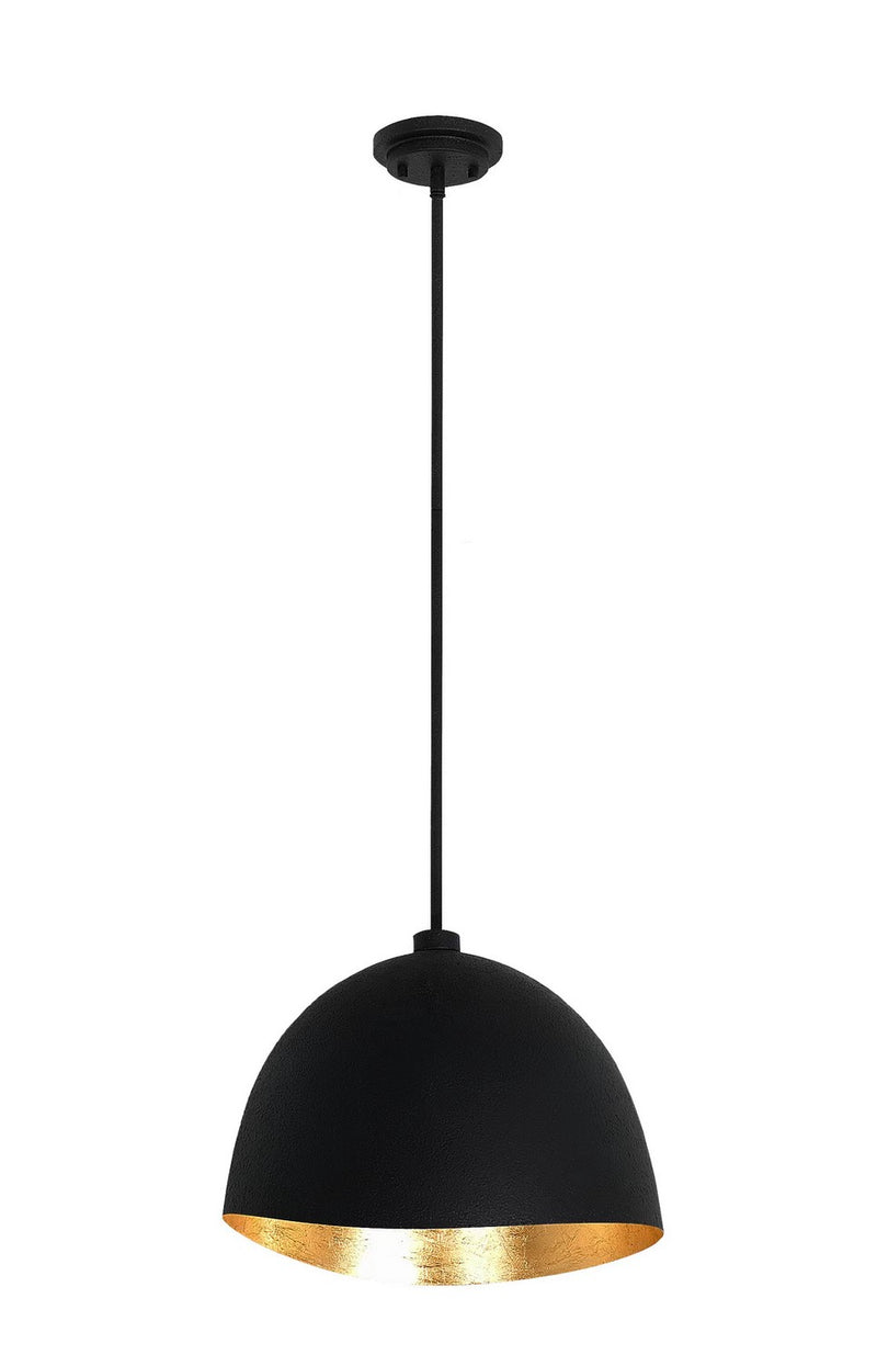 George Kovacs P1914-711 One Light Pendant, Sand Coal W/Gold Leaf