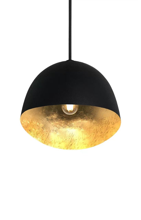George Kovacs P1914-711 One Light Pendant, Sand Coal W/Gold Leaf