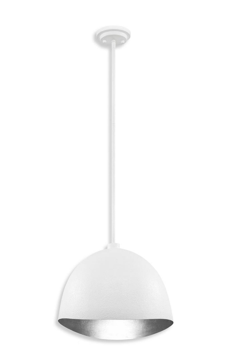 George Kovacs P1914-736 One Light Pendant, Textured White W/Silver Leaf