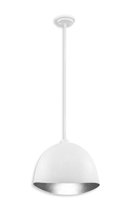 George Kovacs P1914-736 One Light Pendant, Textured White W/Silver Leaf