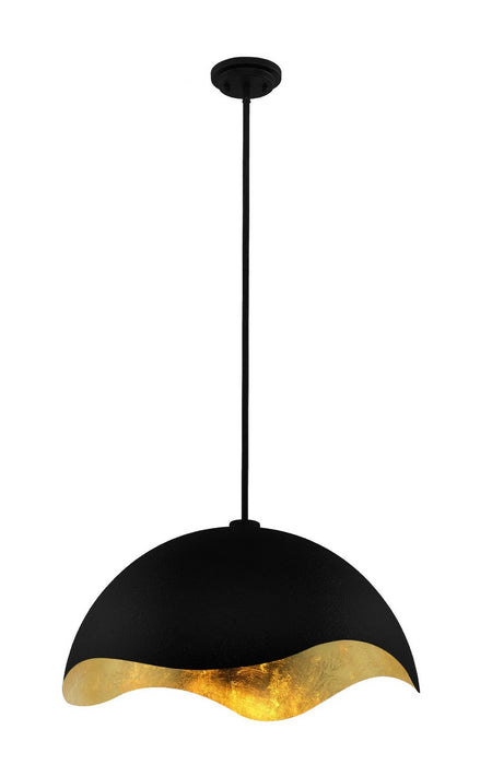 George Kovacs P1915-711 One Light Pendant, Sand Coal W/Gold Leaf