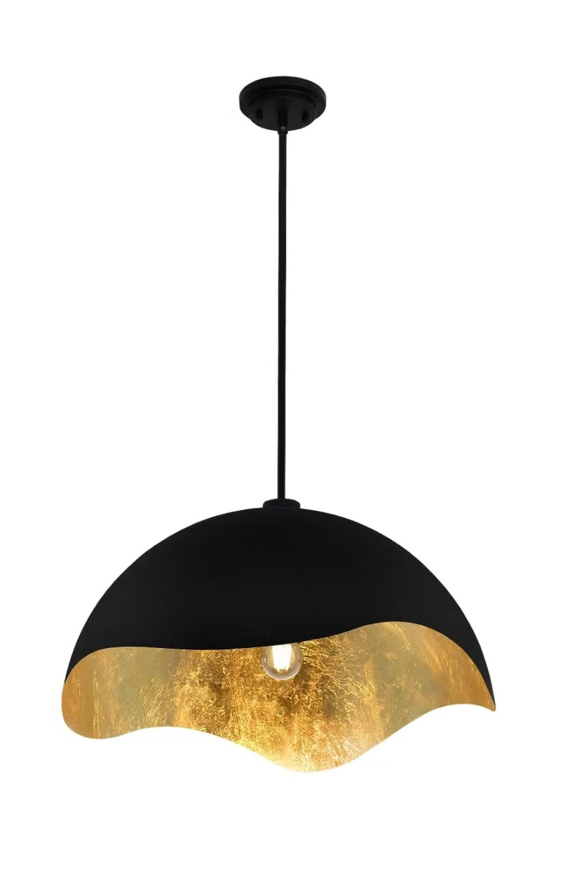 George Kovacs P1915-711 One Light Pendant, Sand Coal W/Gold Leaf