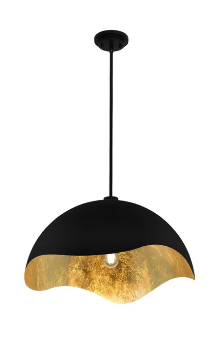 George Kovacs P1915-711 One Light Pendant, Sand Coal W/Gold Leaf