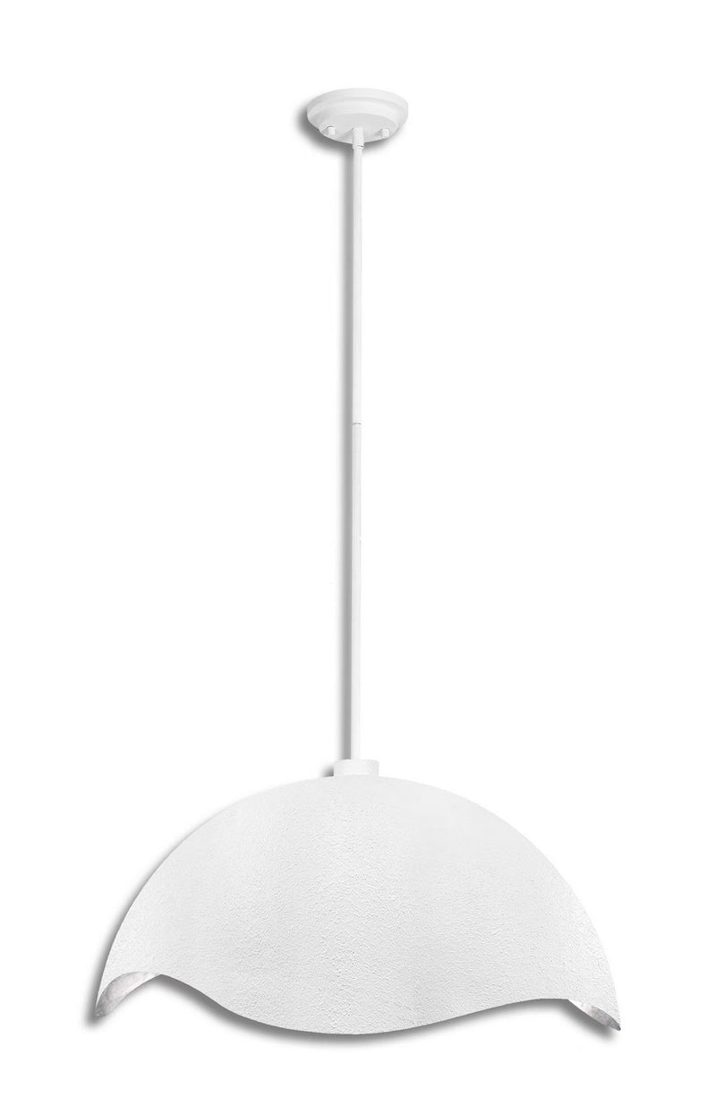 George Kovacs P1915-736 One Light Pendant, Textured White W/Silver Leaf
