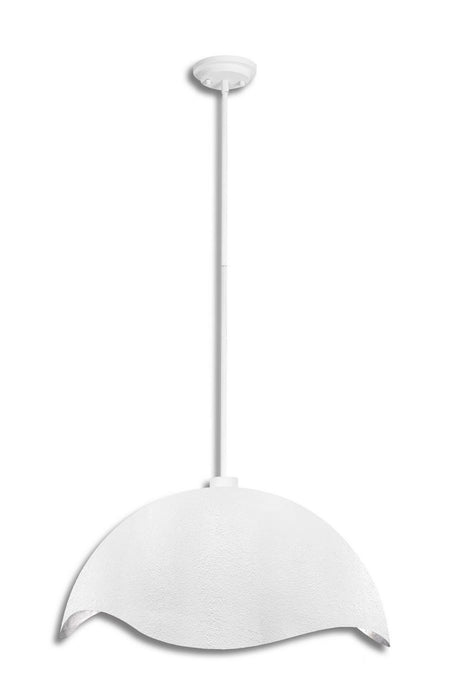 George Kovacs P1915-736 One Light Pendant, Textured White W/Silver Leaf