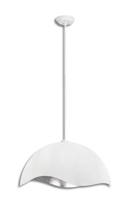 George Kovacs P1915-736 One Light Pendant, Textured White W/Silver Leaf