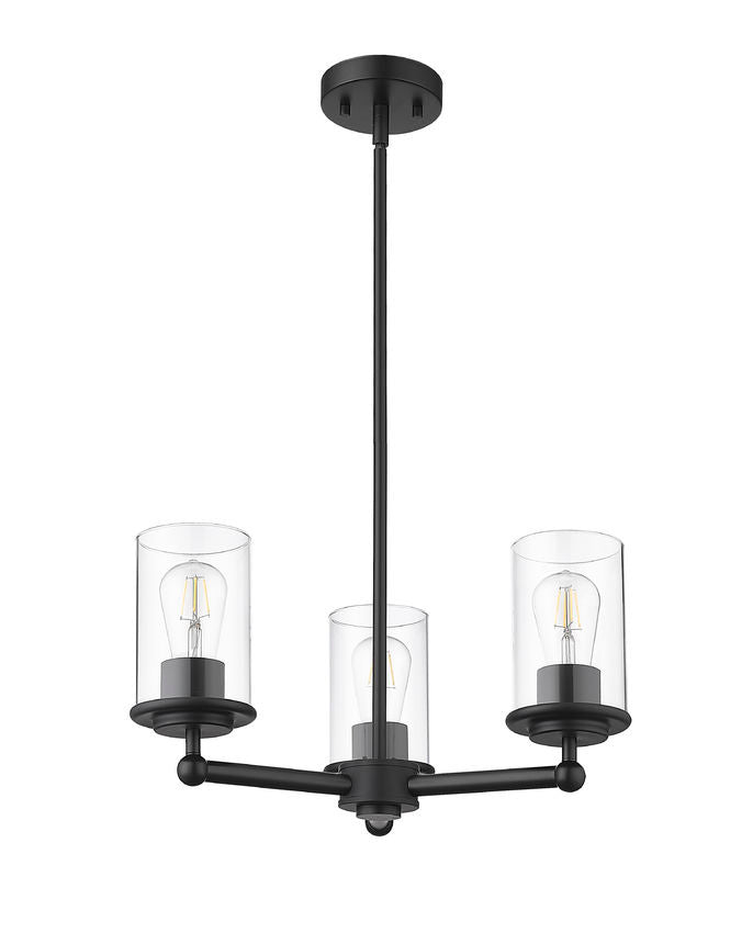 Z-Lite 742-3MB Three Light Chandelier, Matte Black