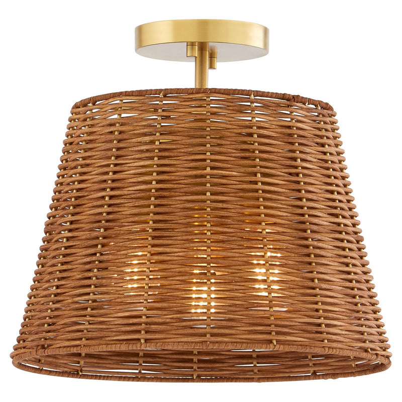 Quorum 2893-13-80 Three Light Semi Flush Mount, Aged Brass