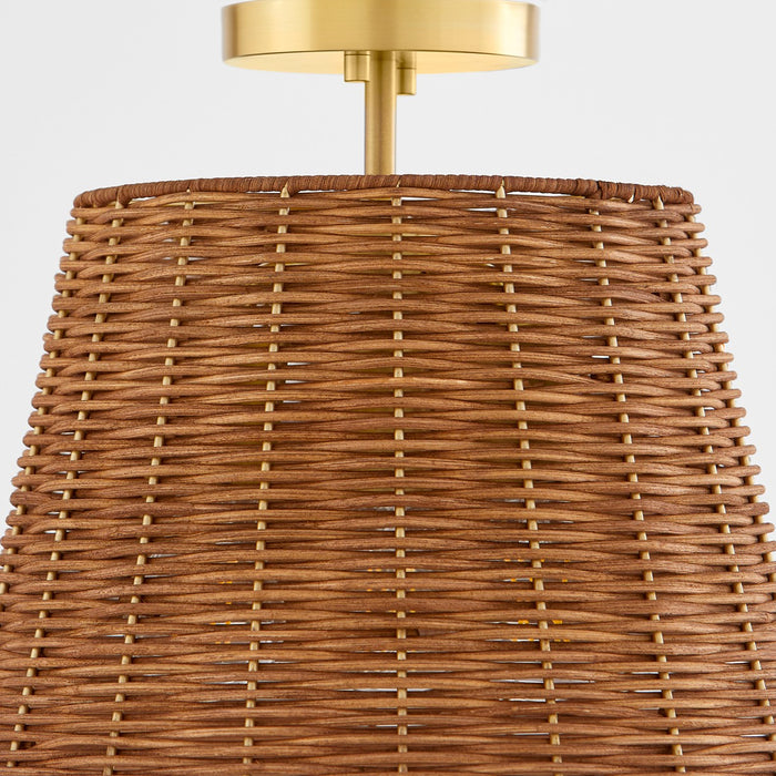 Quorum 2893-13-80 Three Light Semi Flush Mount, Aged Brass
