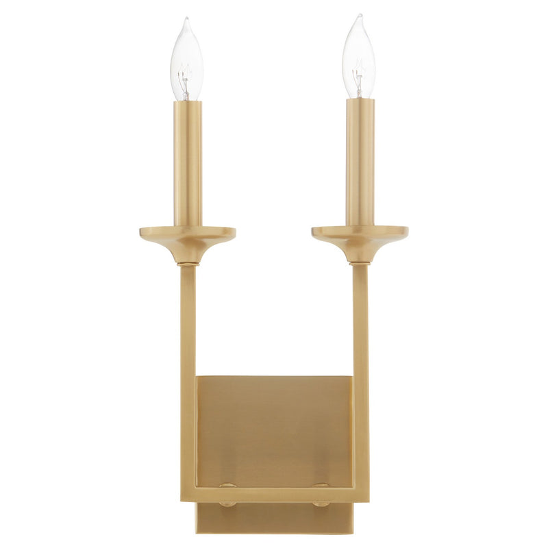 Quorum 5005-2-80 Two Light Wall Mount, Aged Brass