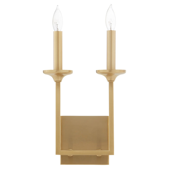 Quorum 5005-2-80 Two Light Wall Mount, Aged Brass