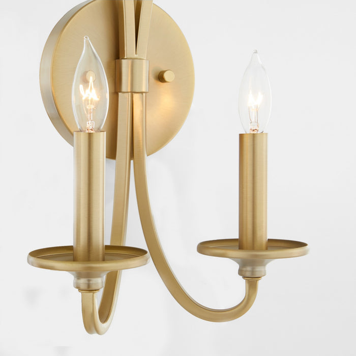 Quorum 5021-2-80 Two Light Wall Mount, Aged Brass
