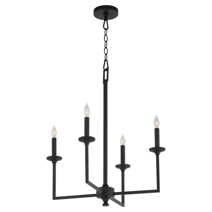 Quorum 6005-4-59 Four Light Chandelier, Matte Black
