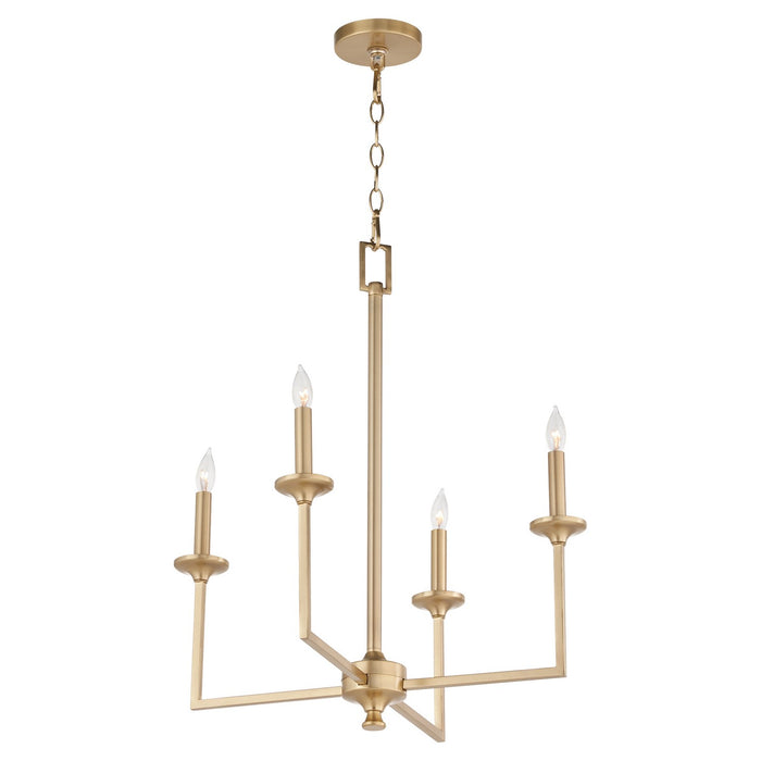 Quorum 6005-4-80 Four Light Chandelier, Aged Brass