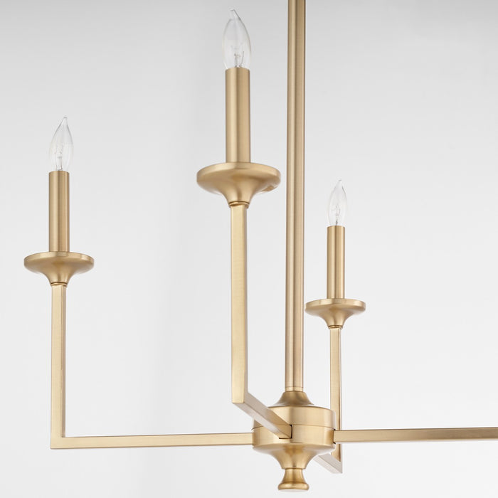 Quorum 6005-4-80 Four Light Chandelier, Aged Brass