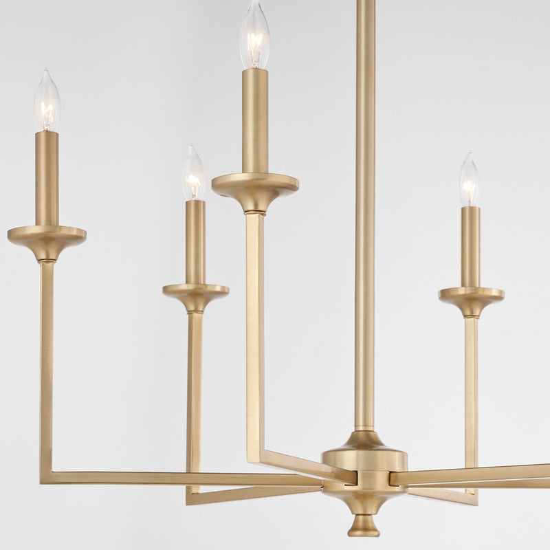Quorum 6005-6-80 Six Light Chandelier, Aged Brass