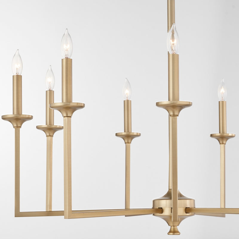 Quorum 6005-9-80 Nine Light Chandelier, Aged Brass