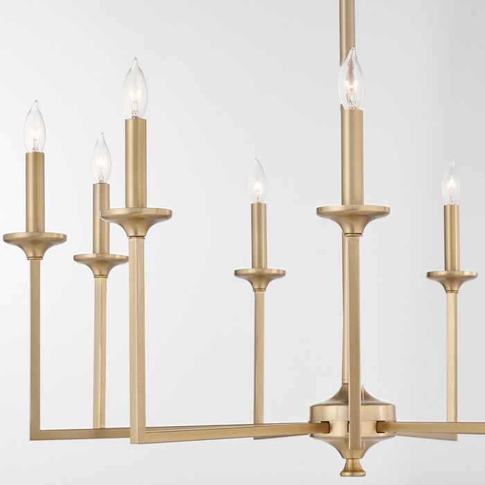 Quorum 6005-9-80 Nine Light Chandelier, Aged Brass