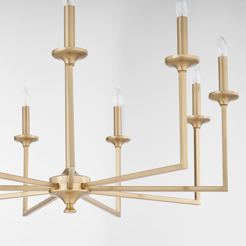 Quorum 6005-9-80 Nine Light Chandelier, Aged Brass