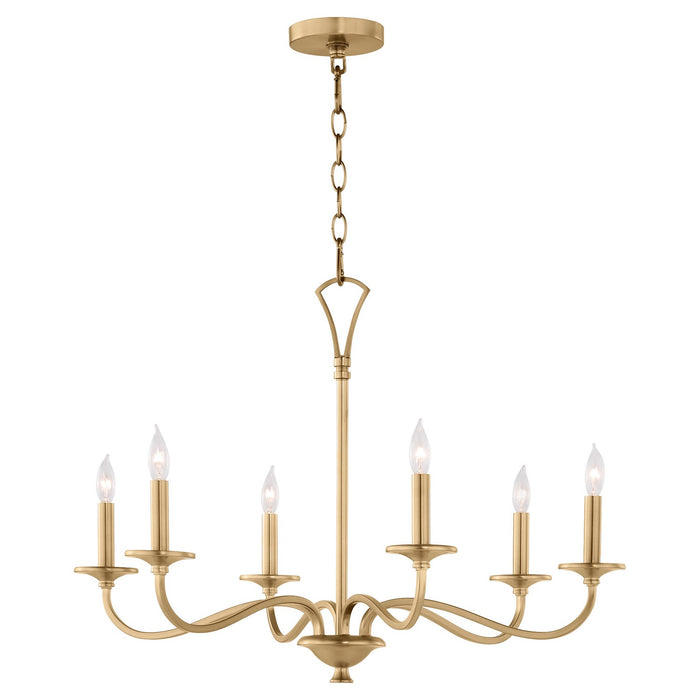 Quorum 6021-6-80 Six Light Chandelier, Aged Brass
