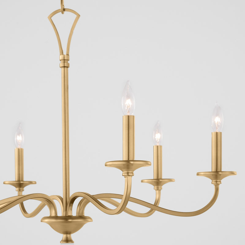 Quorum 6021-6-80 Six Light Chandelier, Aged Brass