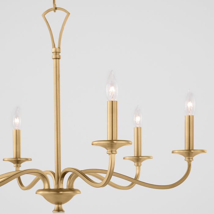 Quorum 6021-6-80 Six Light Chandelier, Aged Brass