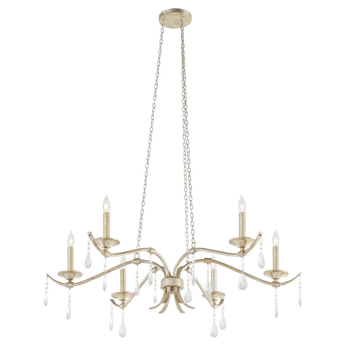 Quorum 603-6-60 Six Light Chandelier, Aged Silver Leaf