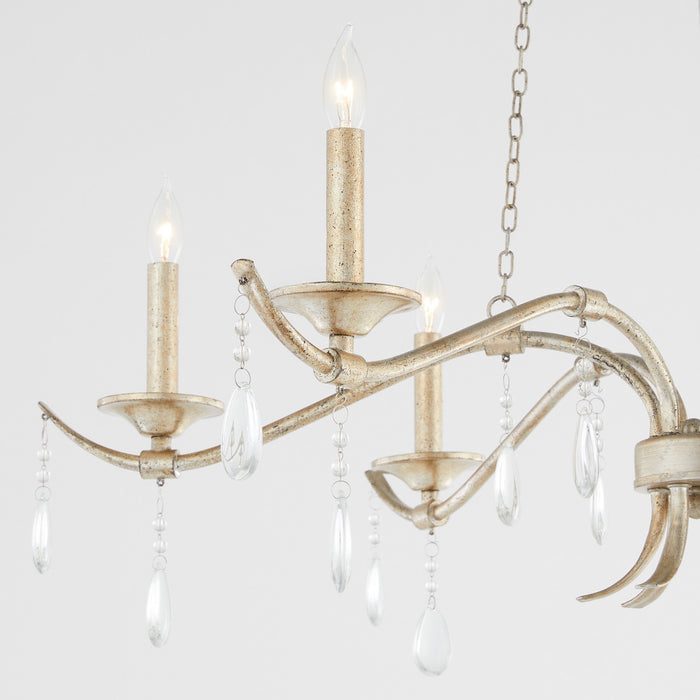 Quorum 603-6-60 Six Light Chandelier, Aged Silver Leaf