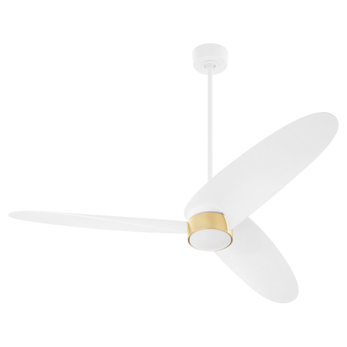Quorum 61603-8 60" Patio Fan, Studio White w/ Aged Brass