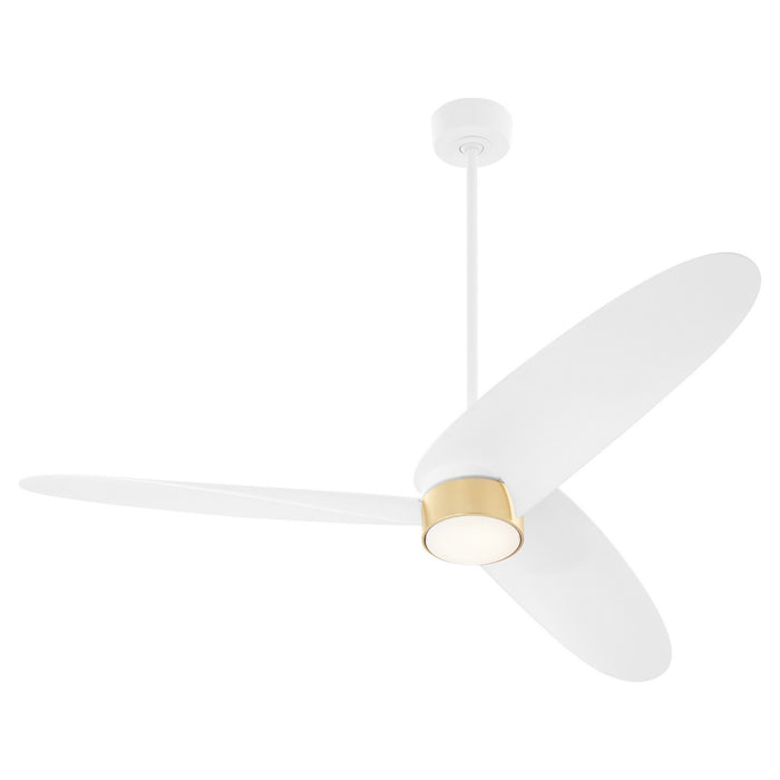 Quorum 61603-8 60" Patio Fan, Studio White w/ Aged Brass