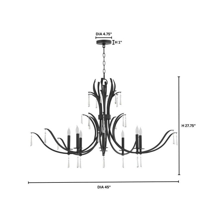 Quorum 620-8-59 Eight Light Chandelier, Matte Black