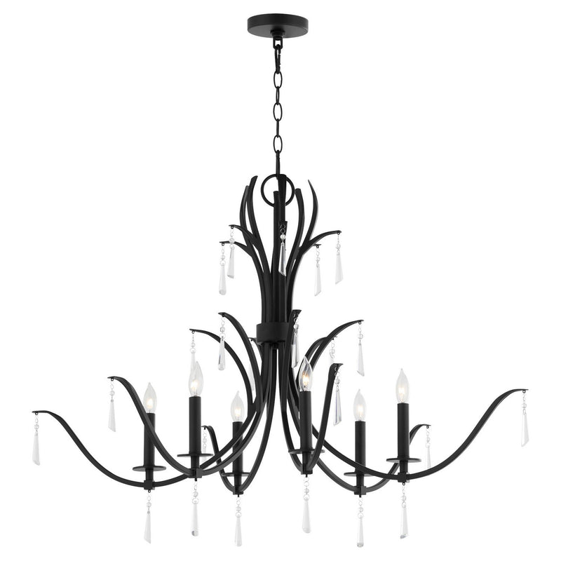 Quorum 621-6-59 Six Light Chandelier, Matte Black (Display - Final Sale)