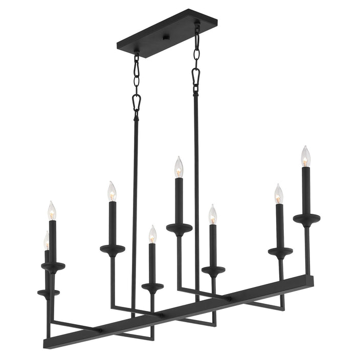 Quorum 6505-8-59 Eight Light Linear Chandelier, Matte Black