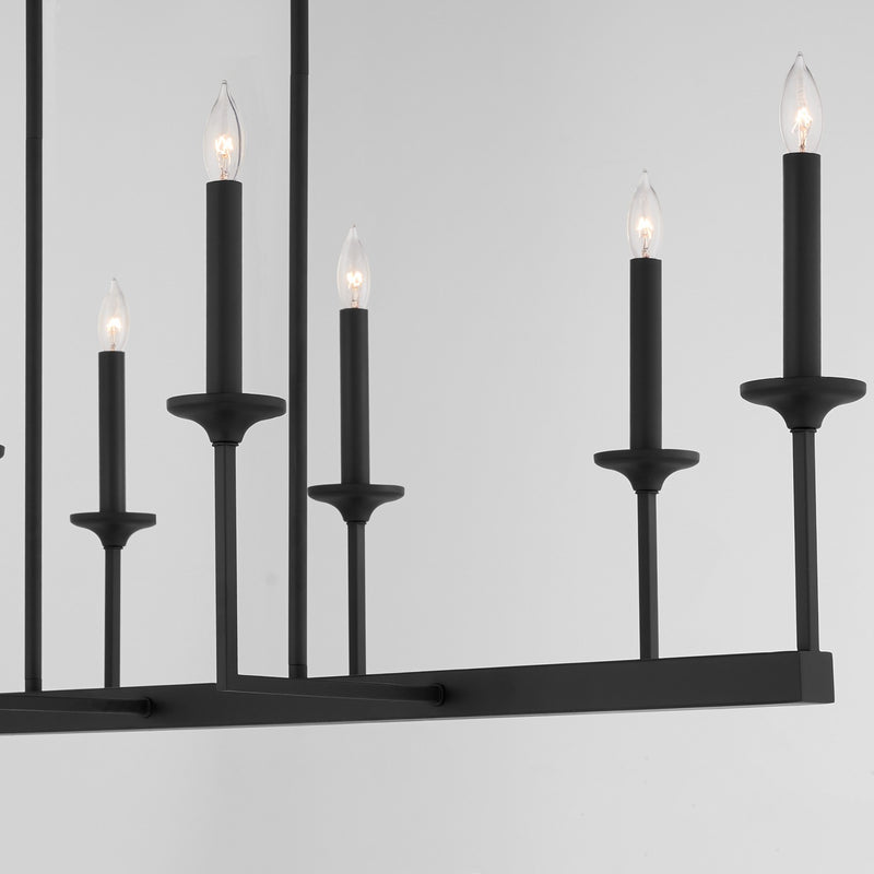 Quorum 6505-8-59 Eight Light Linear Chandelier, Matte Black