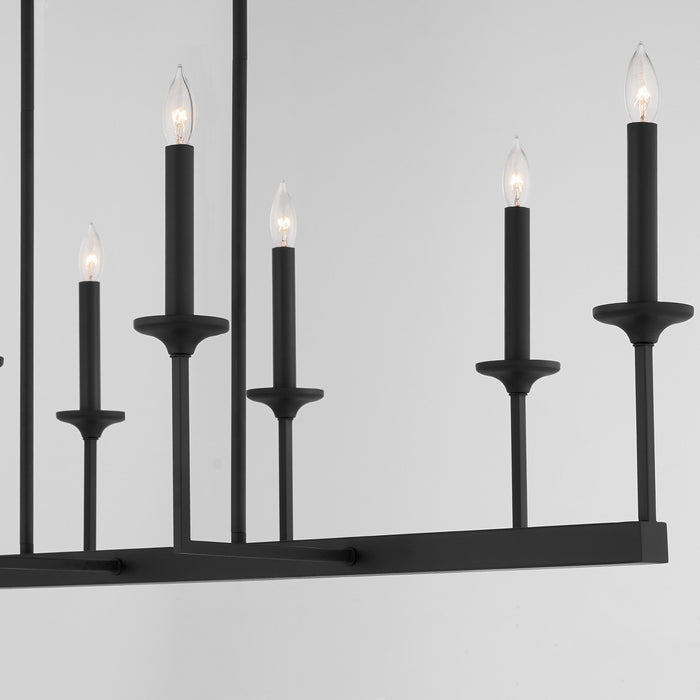 Quorum 6505-8-59 Eight Light Linear Chandelier, Matte Black