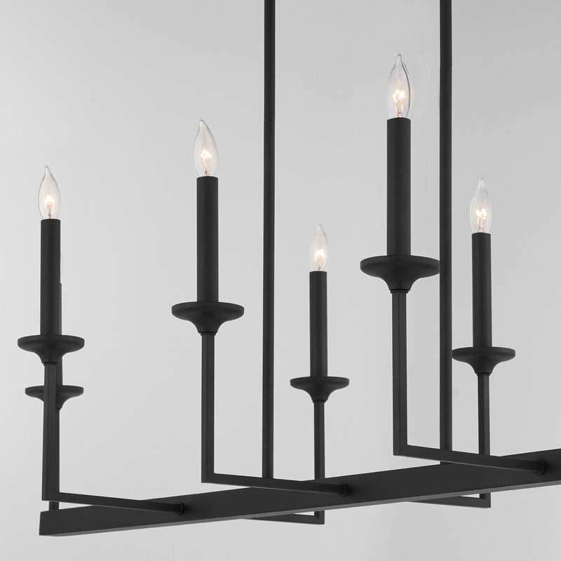Quorum 6505-8-59 Eight Light Linear Chandelier, Matte Black