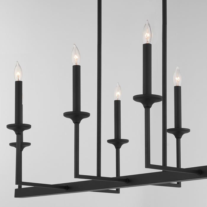 Quorum 6505-8-59 Eight Light Linear Chandelier, Matte Black
