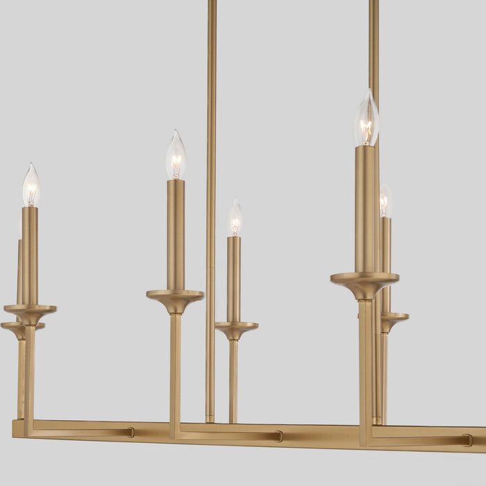 Quorum 6505-8-80 Eight Light Linear Chandelier, Aged Brass