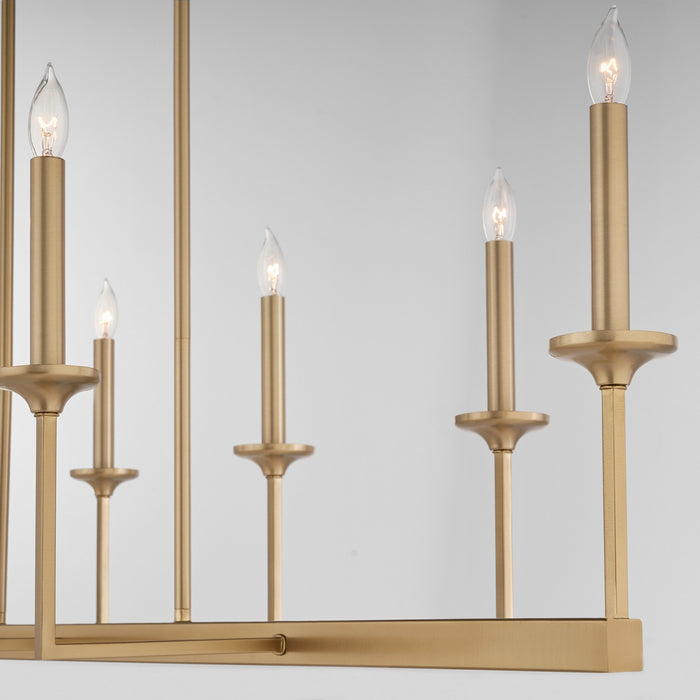 Quorum 6505-8-80 Eight Light Linear Chandelier, Aged Brass