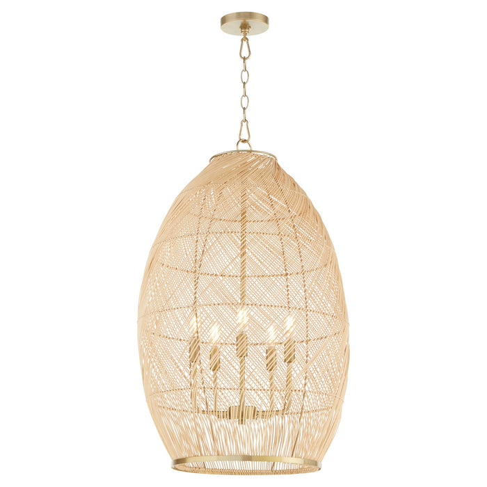 Quorum 6900-5-80 Five Light Pendant, Aged Brass