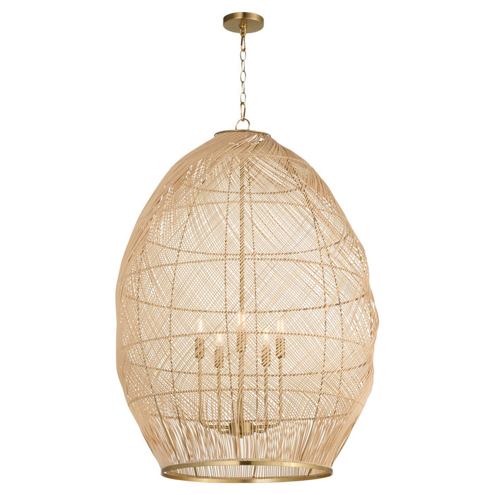 Quorum 6901-5-80 Five Light Pendant, Aged Brass